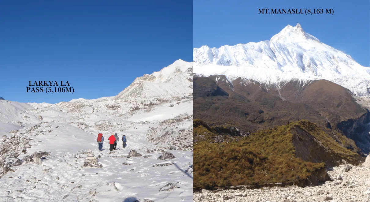 Larkya La Pass 5106m during Manaslu Circuit Trek