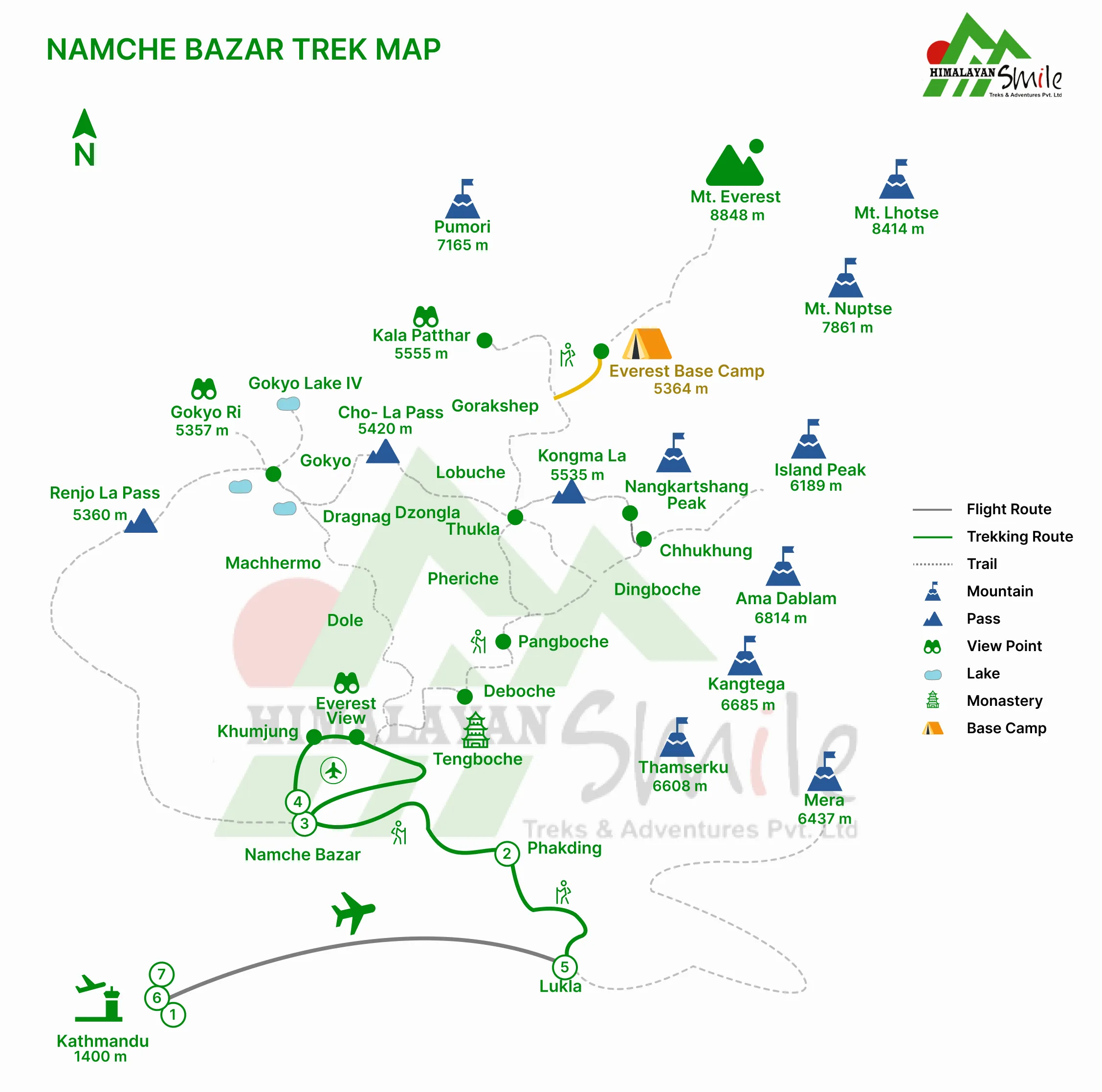 Everest Short Trek map 