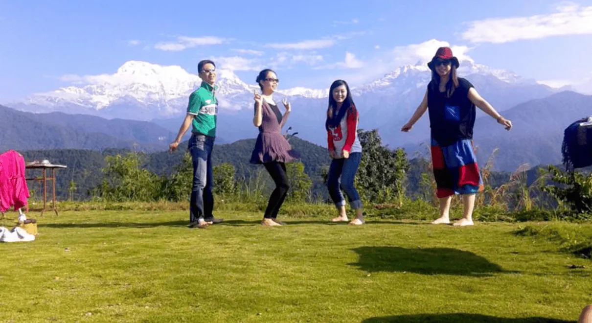 Romantic terrace dining with mountain views Nepal honeymoon