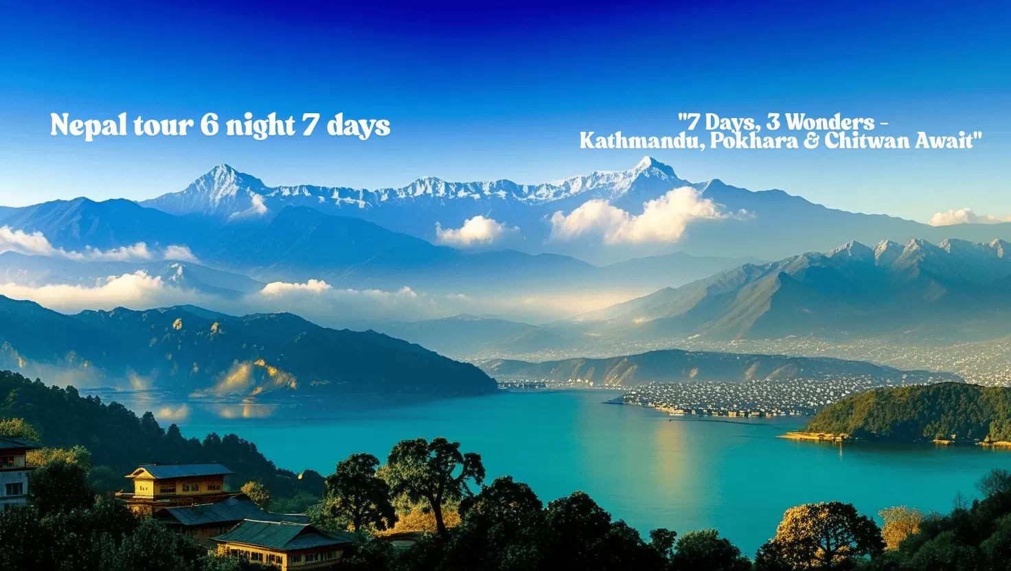 Nepal tour 6 nights 7 days – boating on Phewa Lake with views of Annapurna and Dhaulagiri mountains